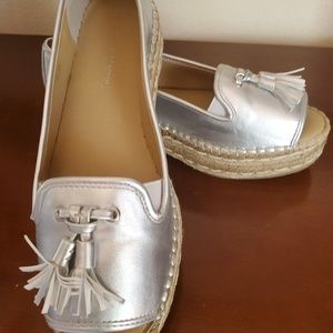 ADRIENNE VITTADINI SILVER ESPADRILLES.